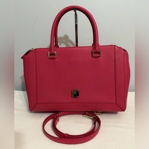 MCM Nuovo Satchel Crossbody Bag Fuchsia Pink Leather
